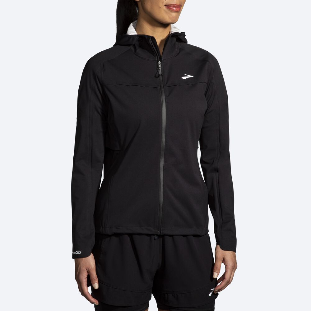 Women's Brooks High Point Waterproof Jackets Black | USA36875