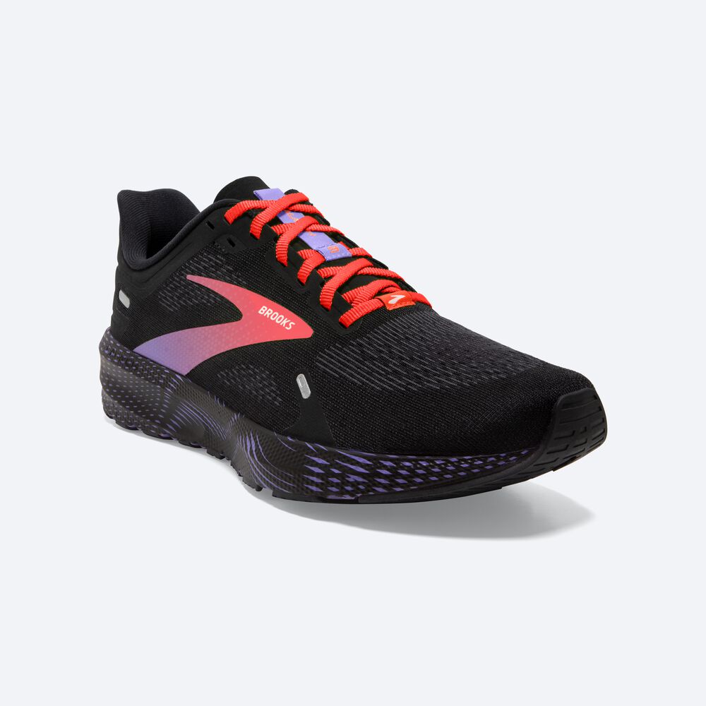 Women's Brooks Launch 9 Road Running Shoes Black/Coral/Purple | USA87516