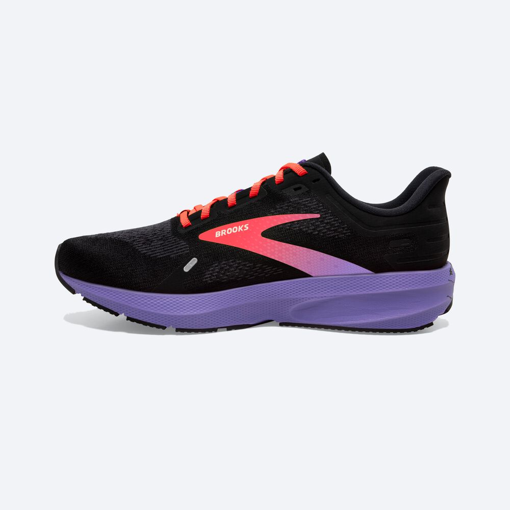 Women's Brooks Launch 9 Road Running Shoes Black/Coral/Purple | USA87516