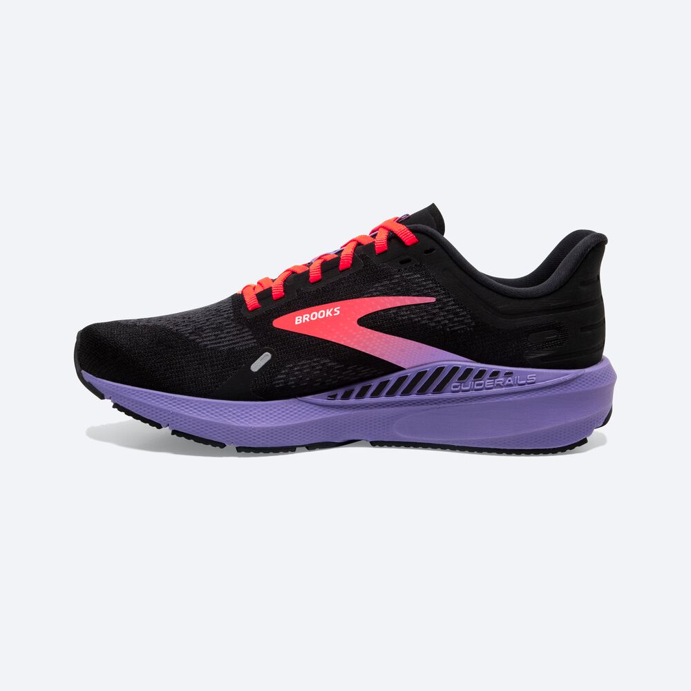 Women's Brooks Launch GTS 9 Road Running Shoes Black/Coral/Purple | USA87435