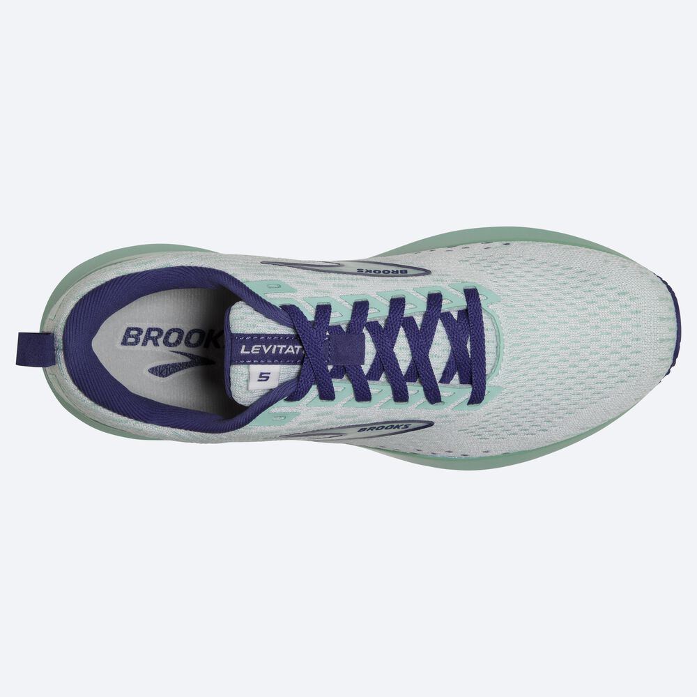 Women's Brooks Levitate 5 Road Running Shoes White/Navy Blue | USA28347