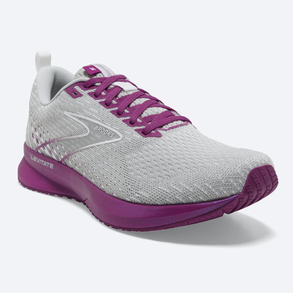 Women's Brooks Levitate 5 Road Running Shoes Grey/Lavender | USA31764