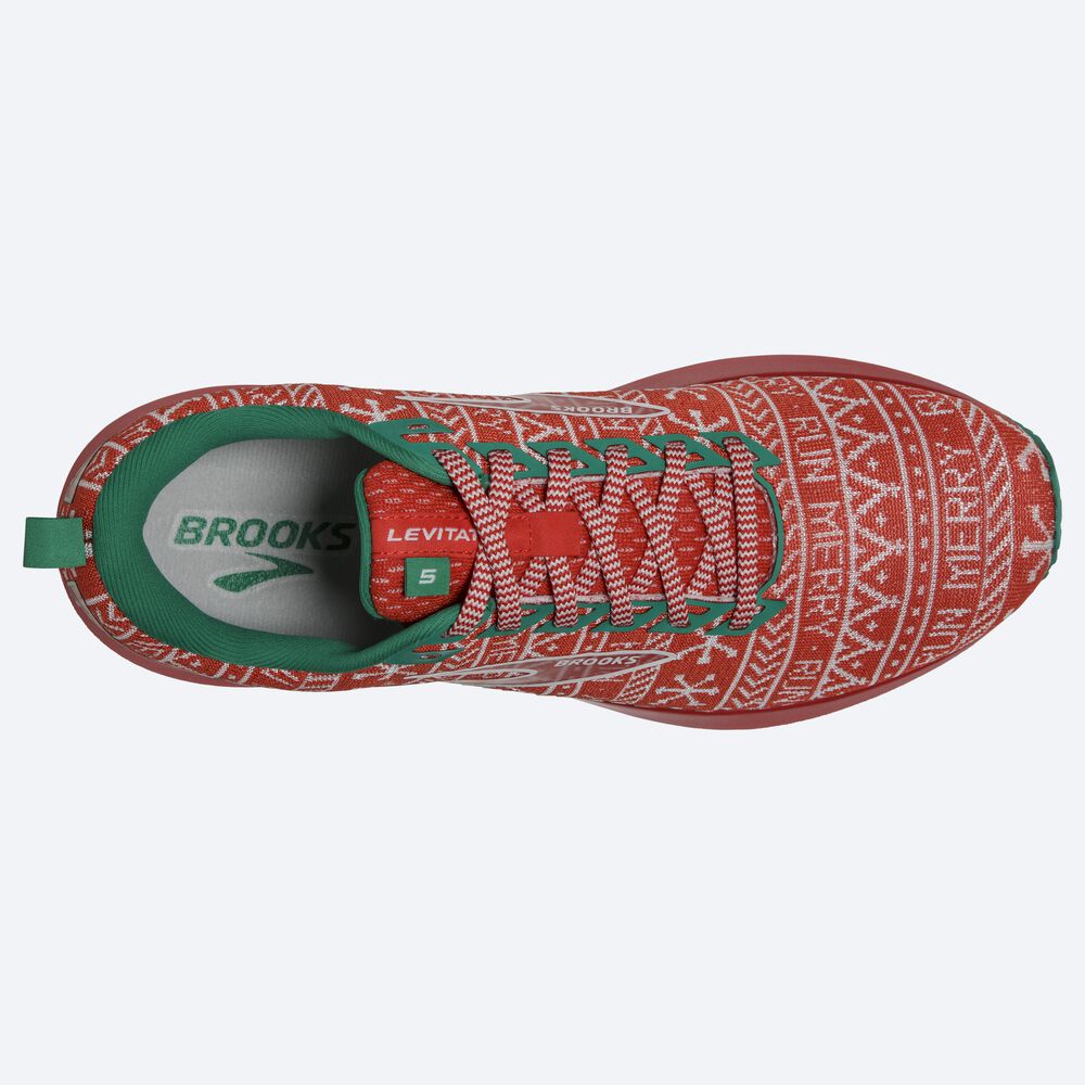 Women's Brooks Levitate 5 Road Running Shoes Red/White/Green | USA65142