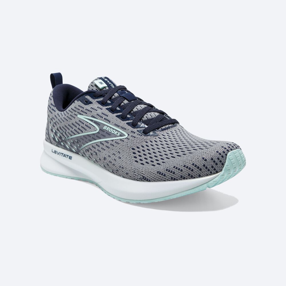 Women's Brooks Levitate 5 Road Running Shoes Grey/Navy/Blue | USA79860