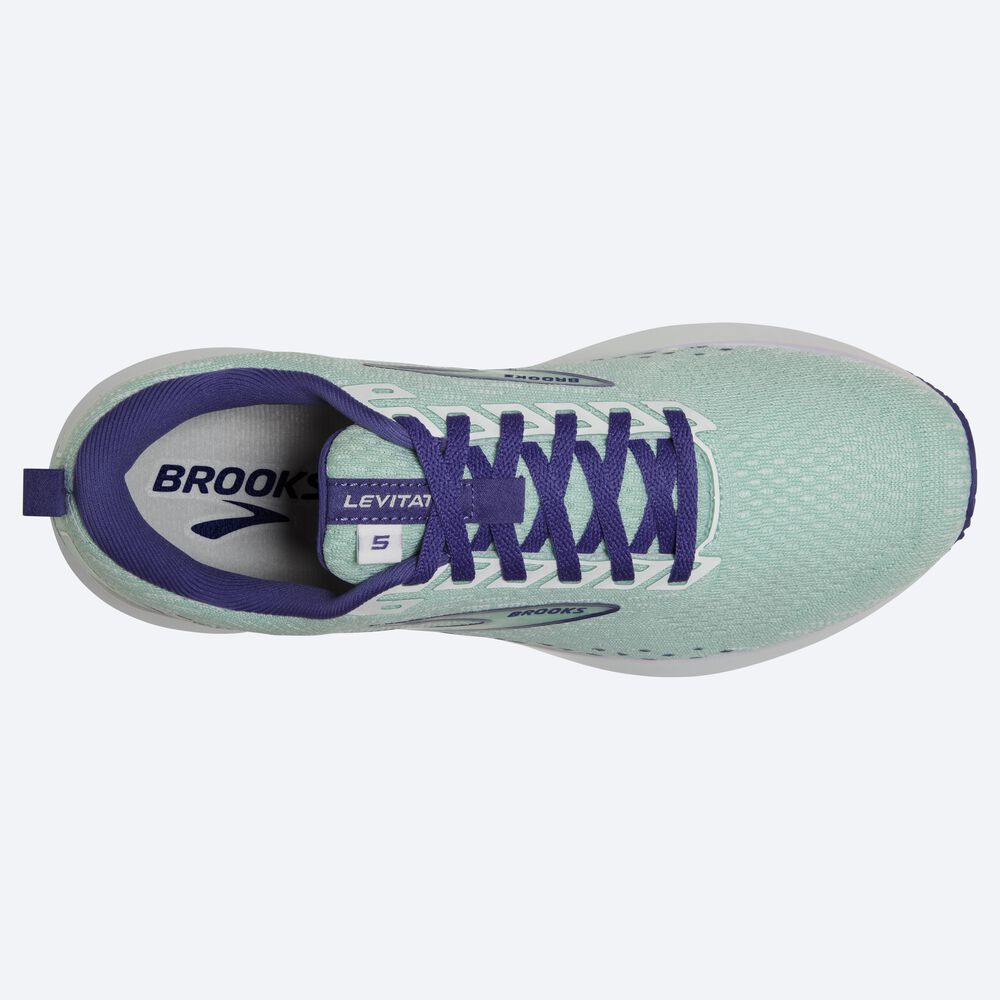 Women's Brooks Levitate 5 Road Running Shoes Green/Navy Blue/White | USA92571