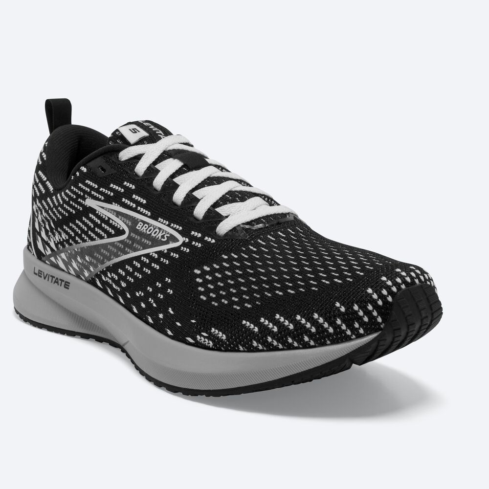 Women's Brooks Levitate 5 Road Running Shoes Black/Grey/White | USA93768