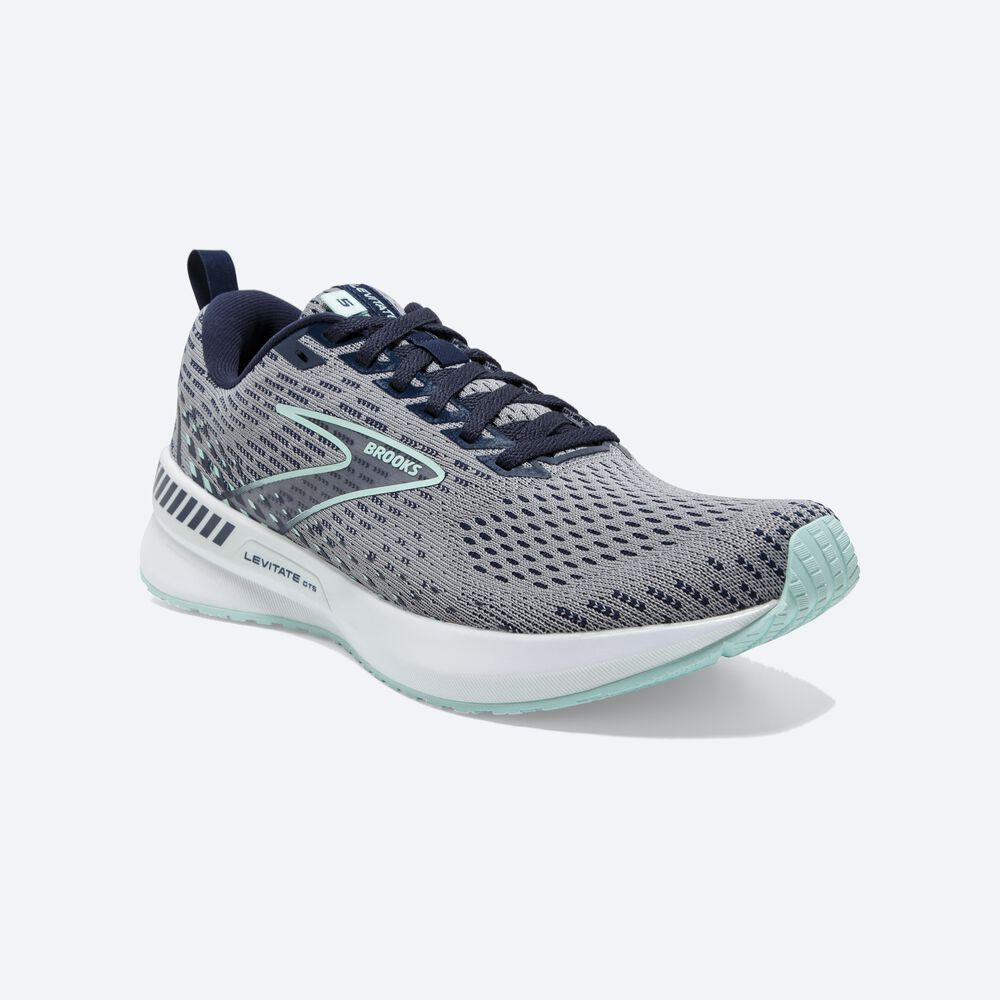 Women's Brooks Levitate GTS 5 Road Running Shoes Grey/Navy/Blue | USA32581