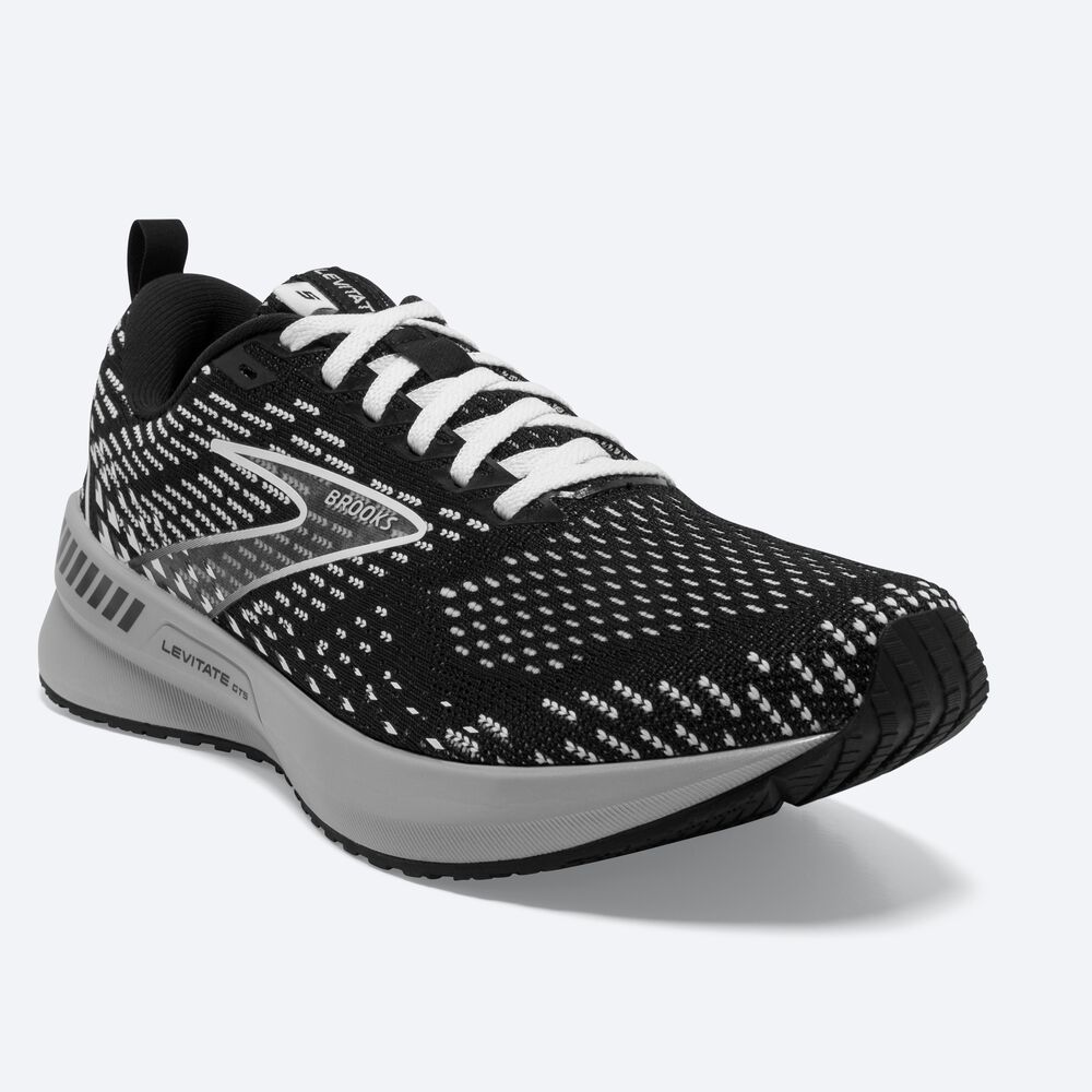 Women's Brooks Levitate GTS 5 Road Running Shoes Black/Grey/White | USA63478