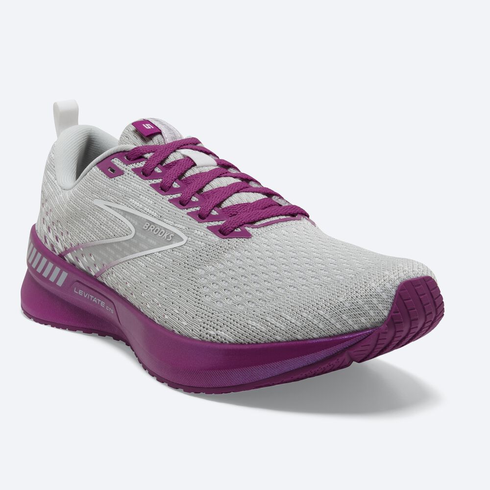 Women's Brooks Levitate GTS 5 Road Running Shoes Grey/Lavender | USA74368