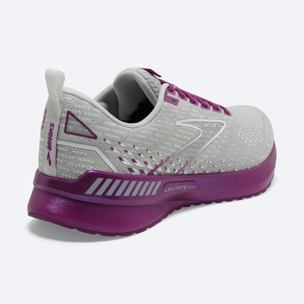 Women's Brooks Levitate GTS 5 Road Running Shoes Grey/Lavender | USA74368