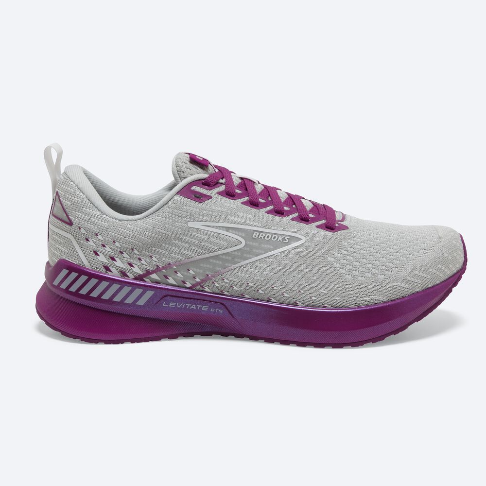 Women\'s Brooks Levitate GTS 5 Road Running Shoes Grey/Lavender | USA74368