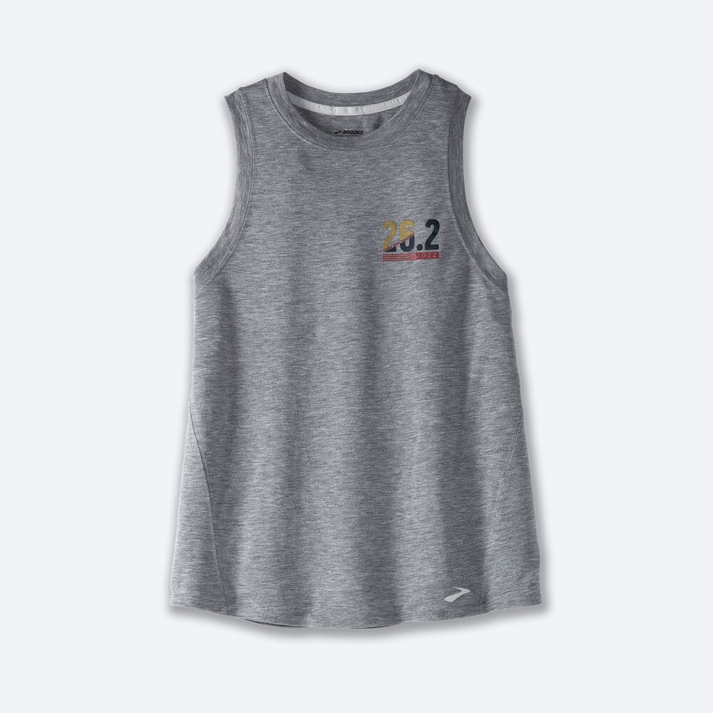 Women\'s Brooks MCM22 Distance Graphic Tanks Grey | USA16820