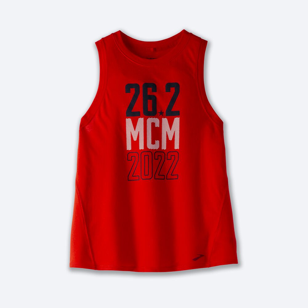 Women\'s Brooks MCM22 Distance Graphic Tanks Red | USA45793