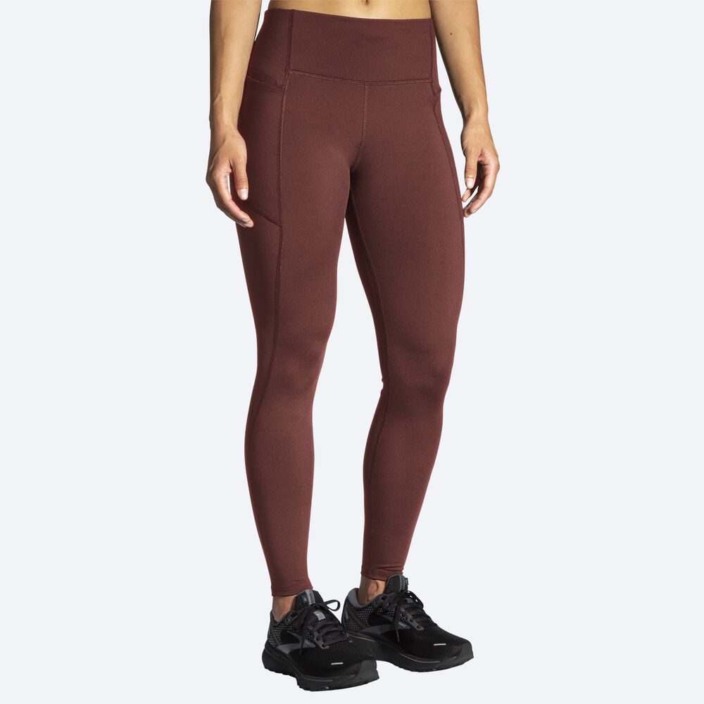 Women's Brooks Moment Tight Running Tights Chocolate | USA02971