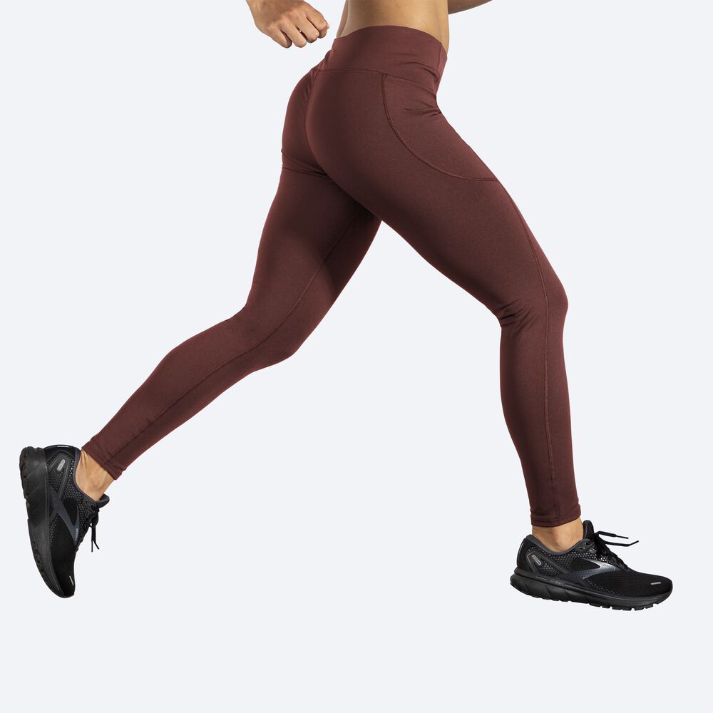 Women's Brooks Moment Tight Running Tights Chocolate | USA02971