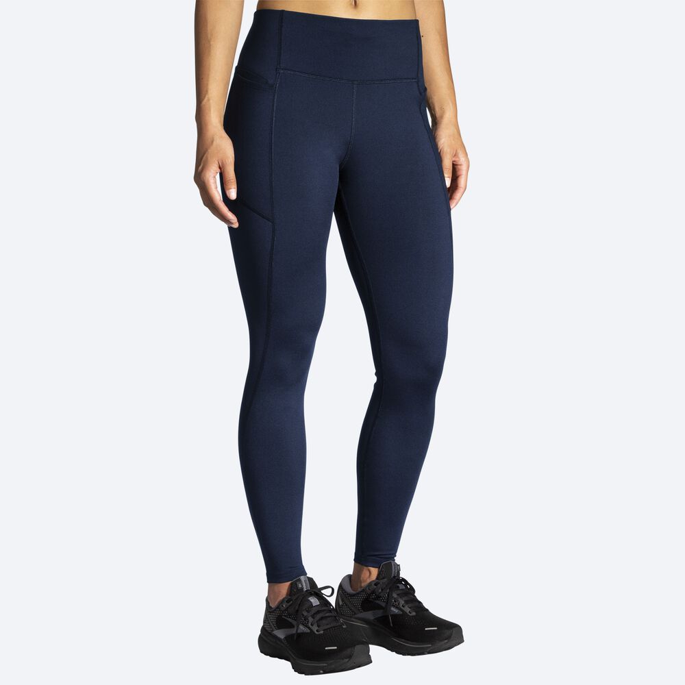 Women's Brooks Moment Tight Running Tights Navy | USA51704