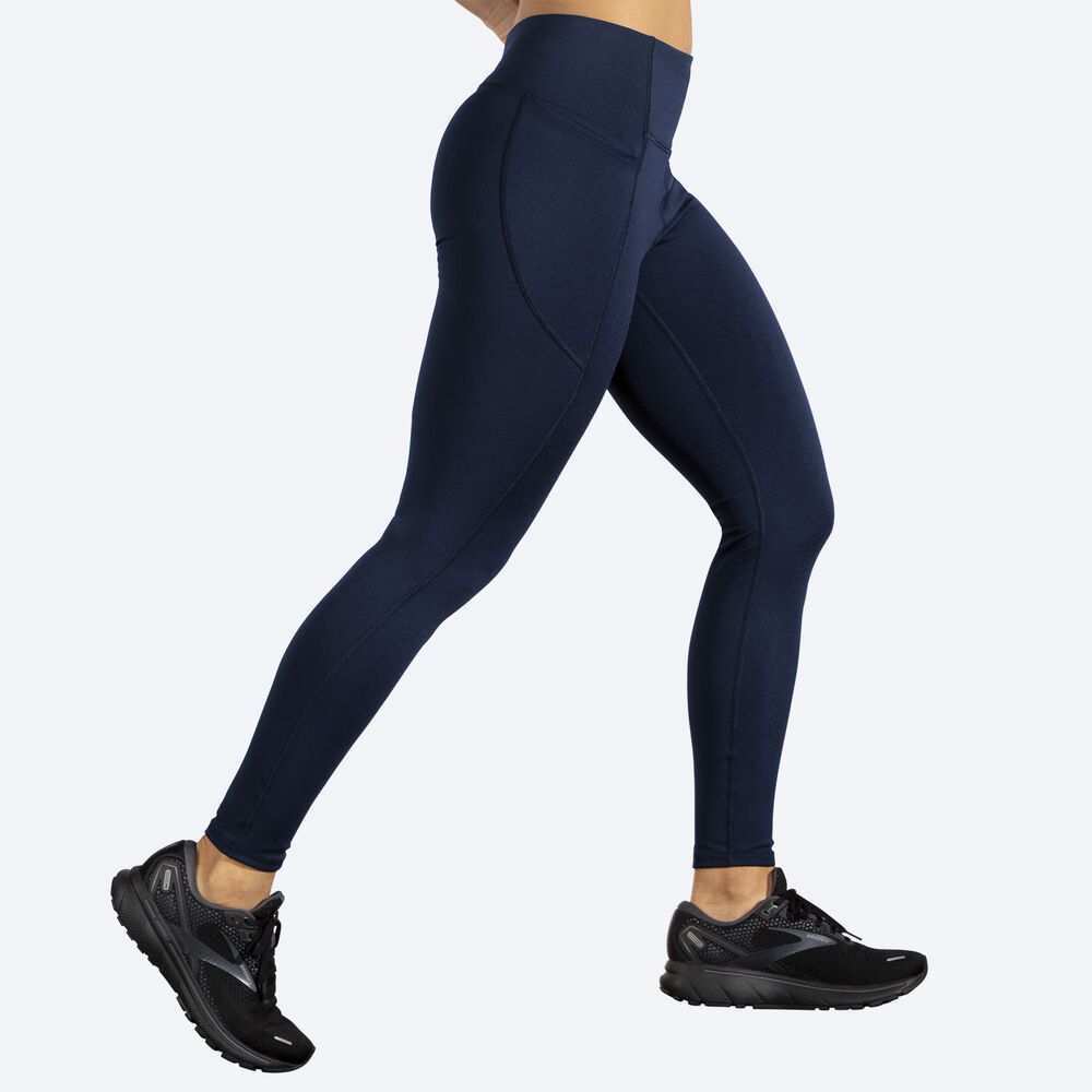 Women's Brooks Moment Tight Running Tights Navy | USA51704