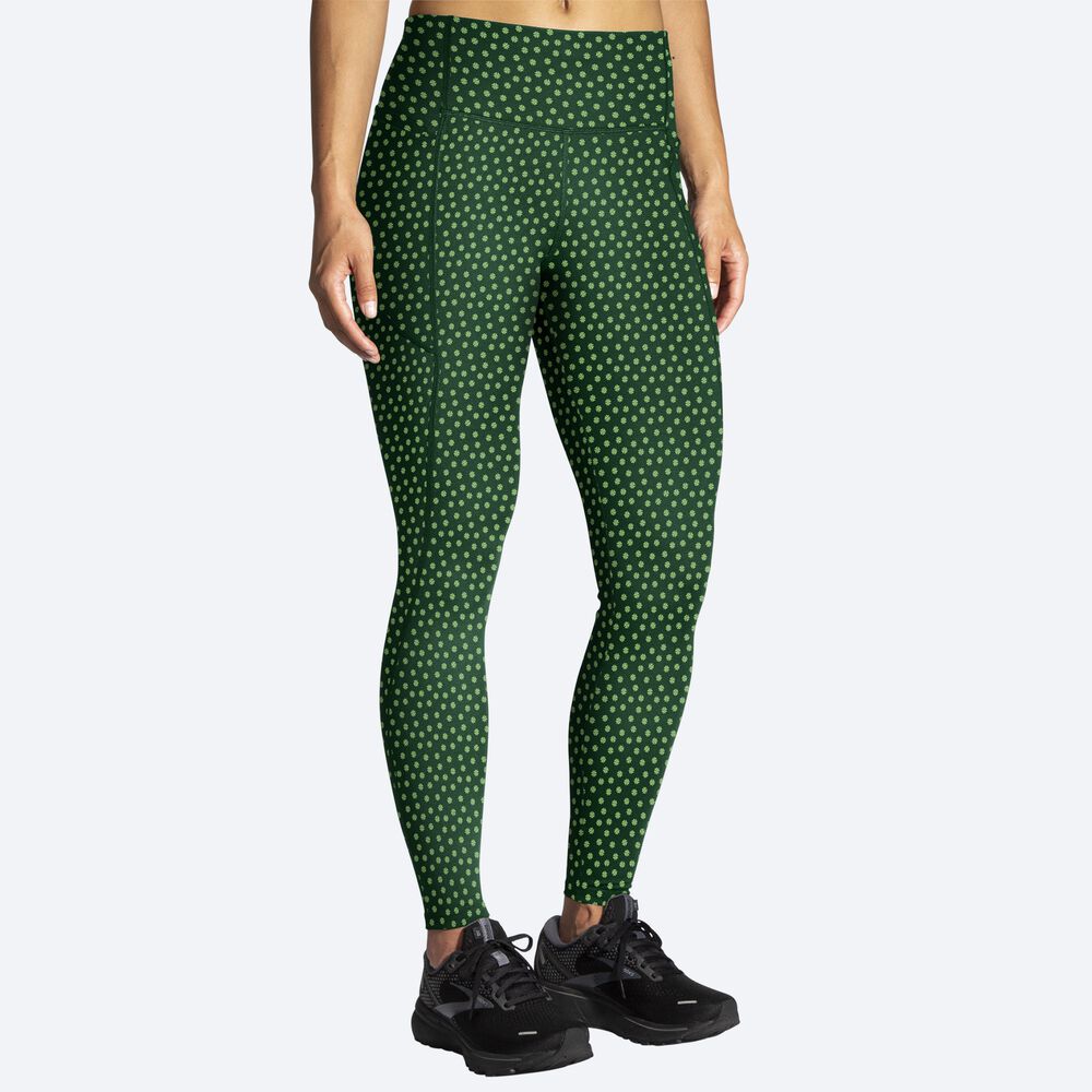 Women's Brooks Moment Tight Running Tights Green | USA60385