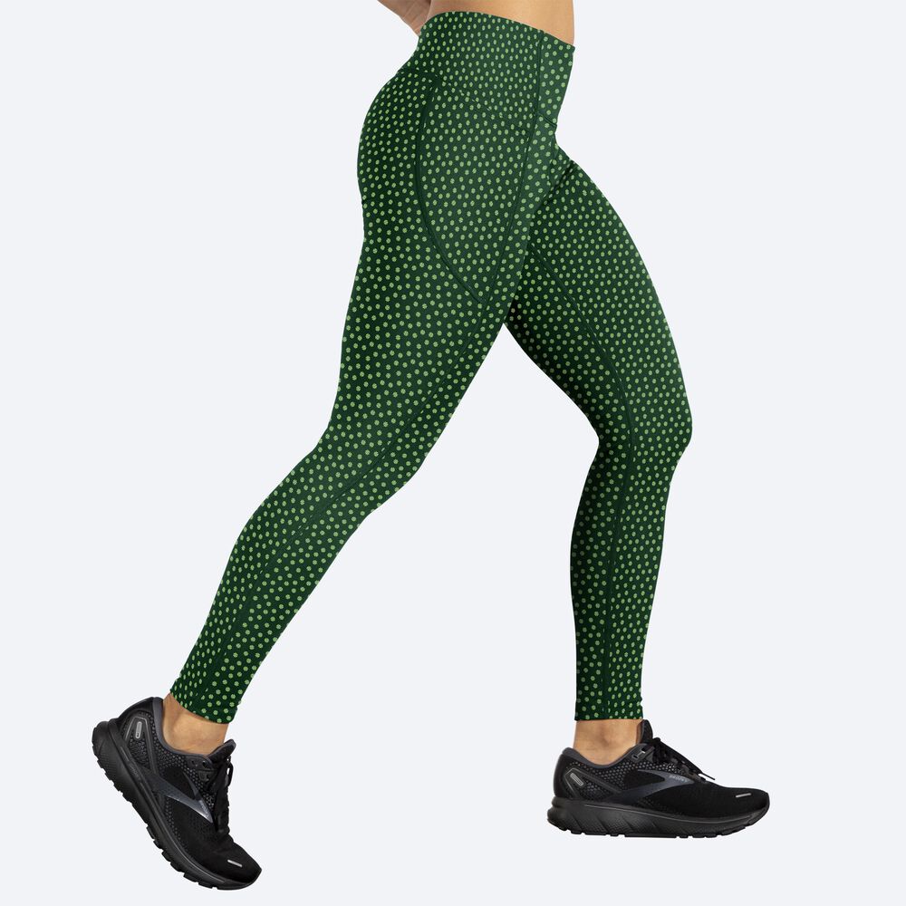 Women's Brooks Moment Tight Running Tights Green | USA60385