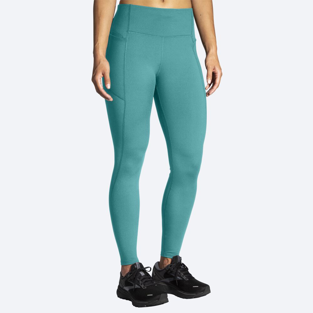 Women's Brooks Moment Tight Running Tights Green | USA61750