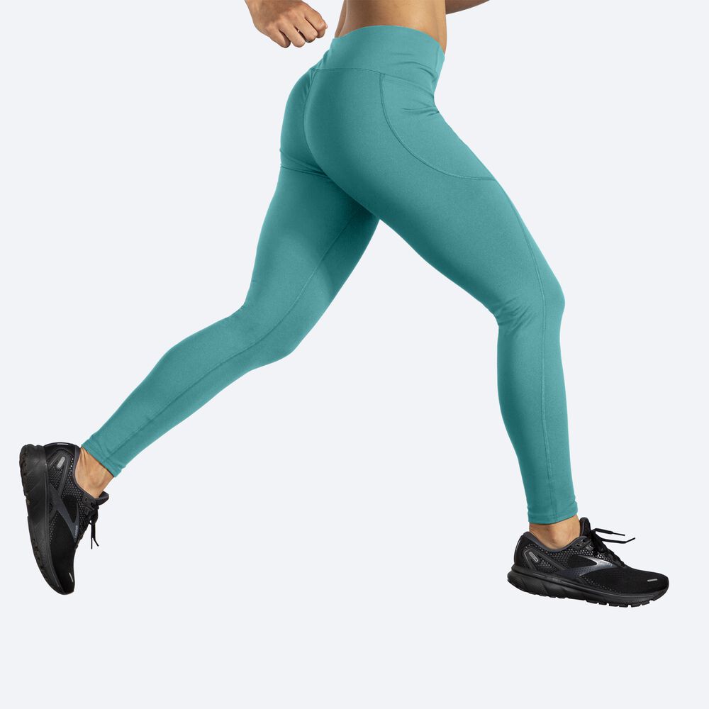 Women's Brooks Moment Tight Running Tights Green | USA61750