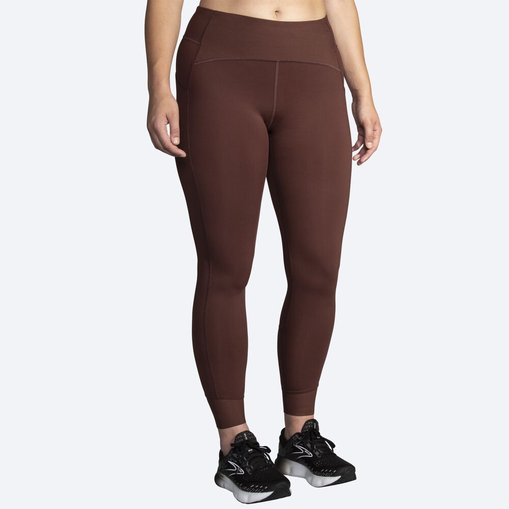 Women's Brooks Momentum Thermal Tight Running Tights Chocolate | USA40673