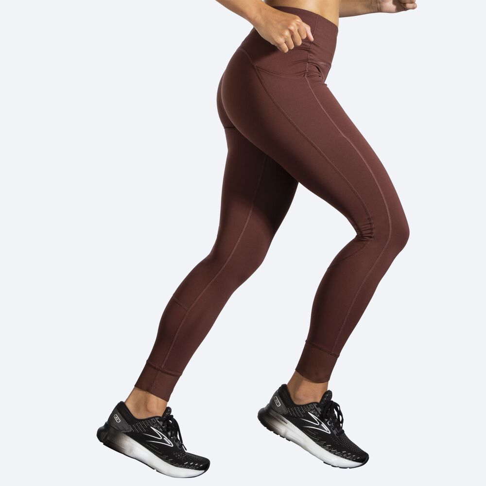 Women's Brooks Momentum Thermal Tight Running Tights Chocolate | USA40673