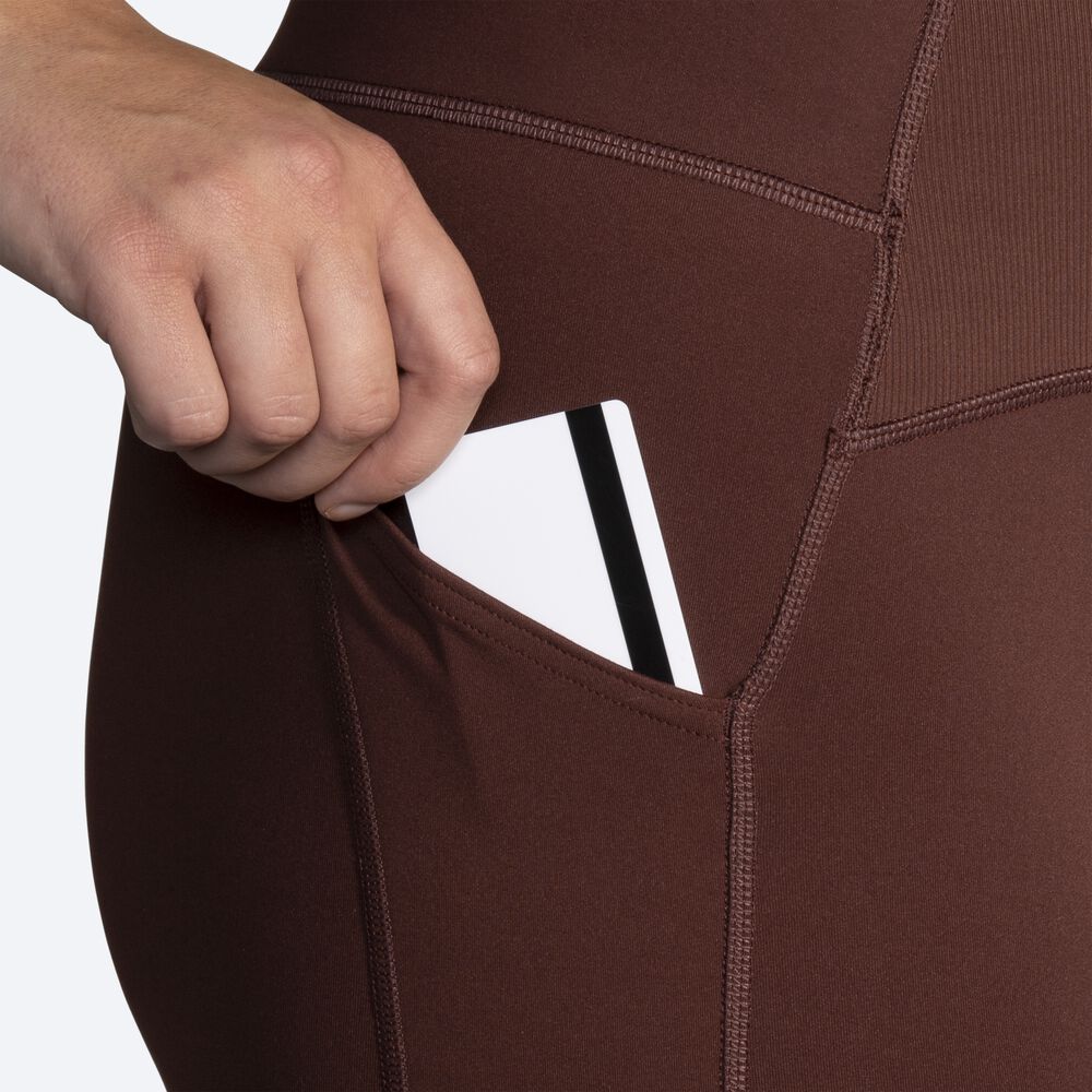 Women's Brooks Momentum Thermal Tight Running Tights Chocolate | USA40673