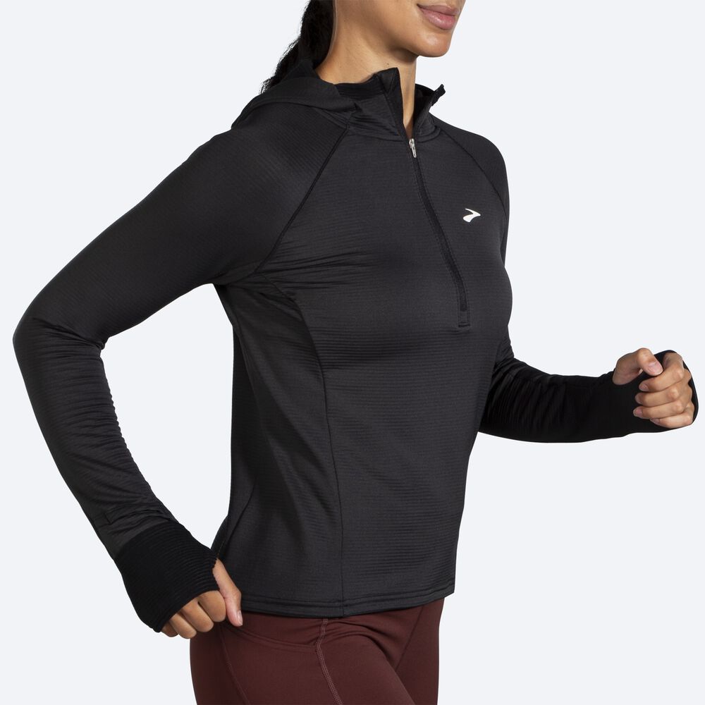 Women's Brooks Notch Thermal 2.0 Hoodies Black | USA06893