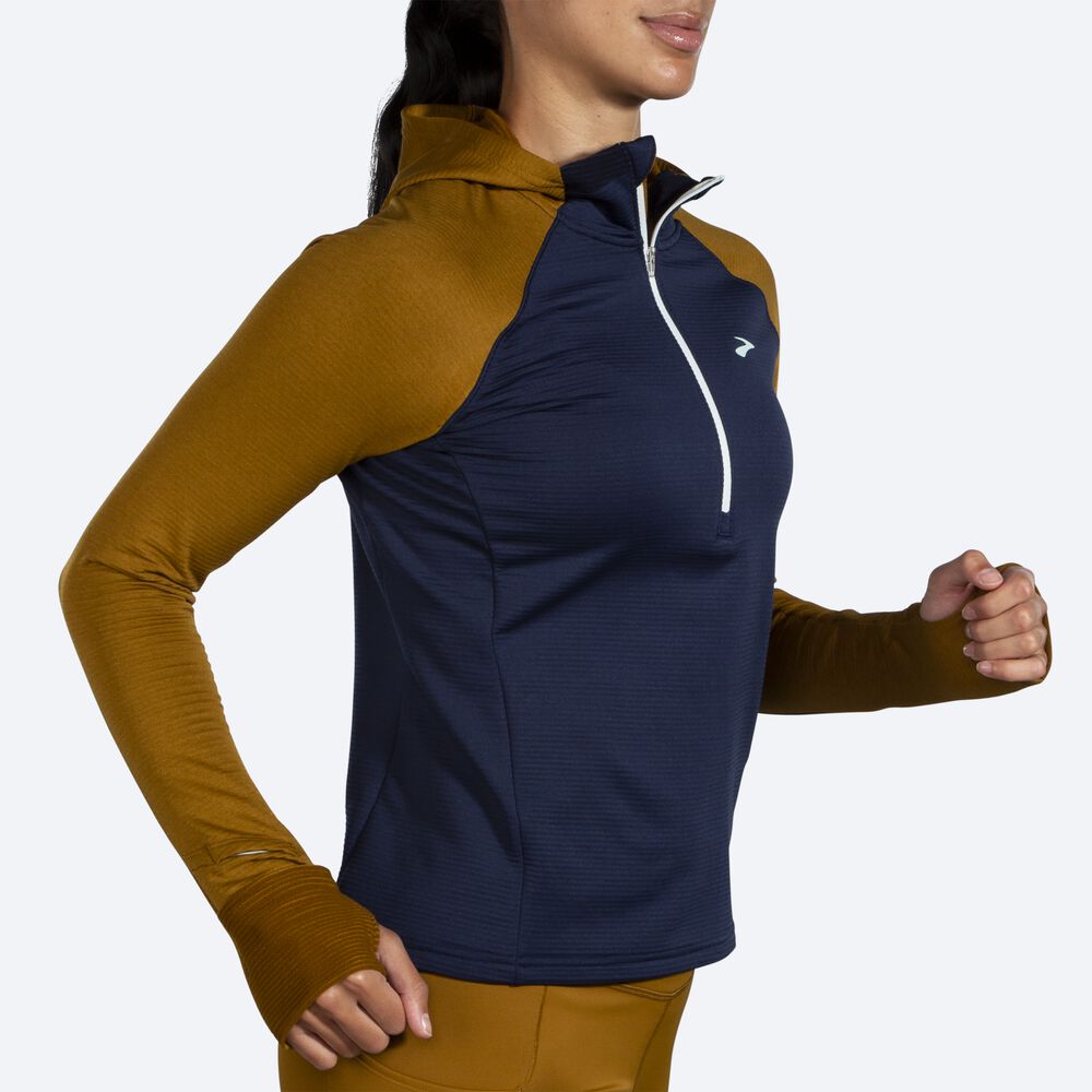 Women's Brooks Notch Thermal 2.0 Hoodies Olive/Navy/Blue | USA39578