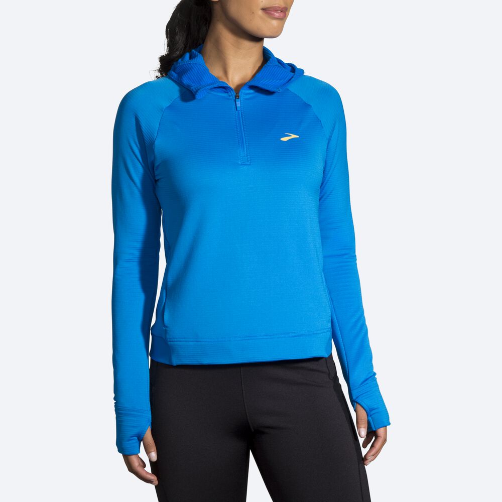 Women's Brooks Notch Thermal Hoodies Blue | USA24786