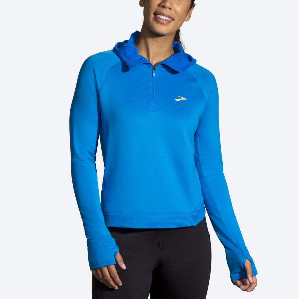 Women's Brooks Notch Thermal Hoodies Blue | USA24786