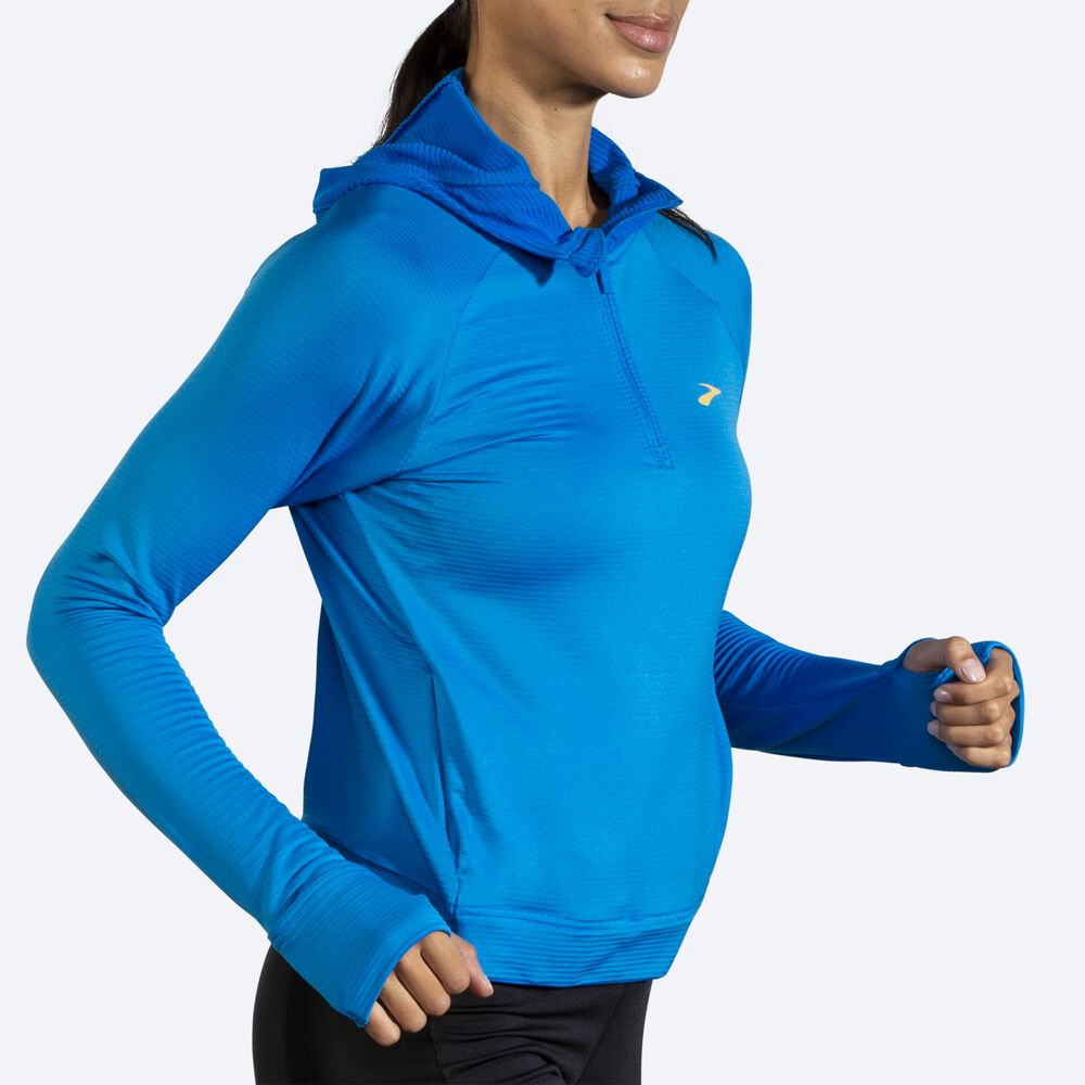 Women's Brooks Notch Thermal Hoodies Blue | USA24786