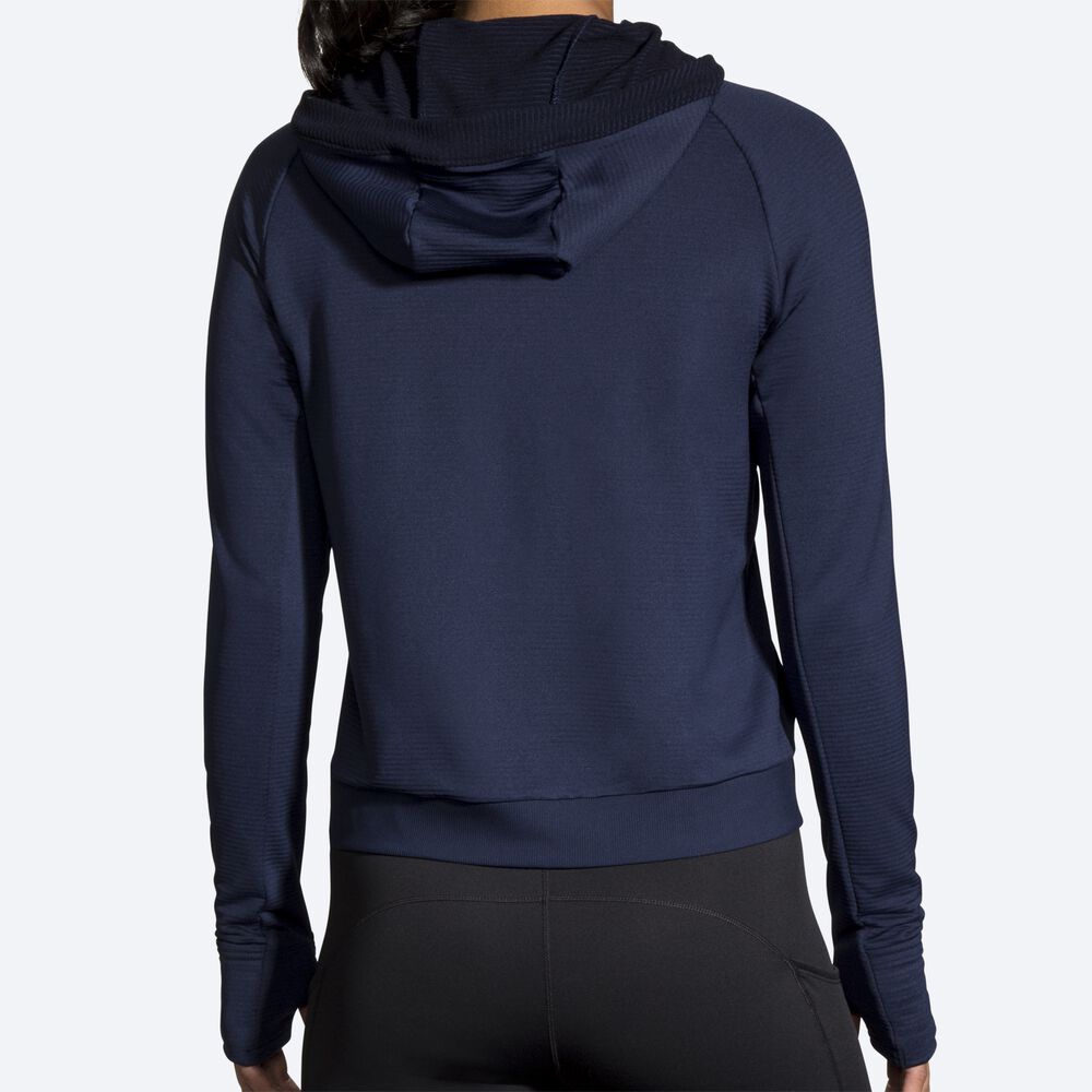 Women's Brooks Notch Thermal Hoodies Navy | USA12497