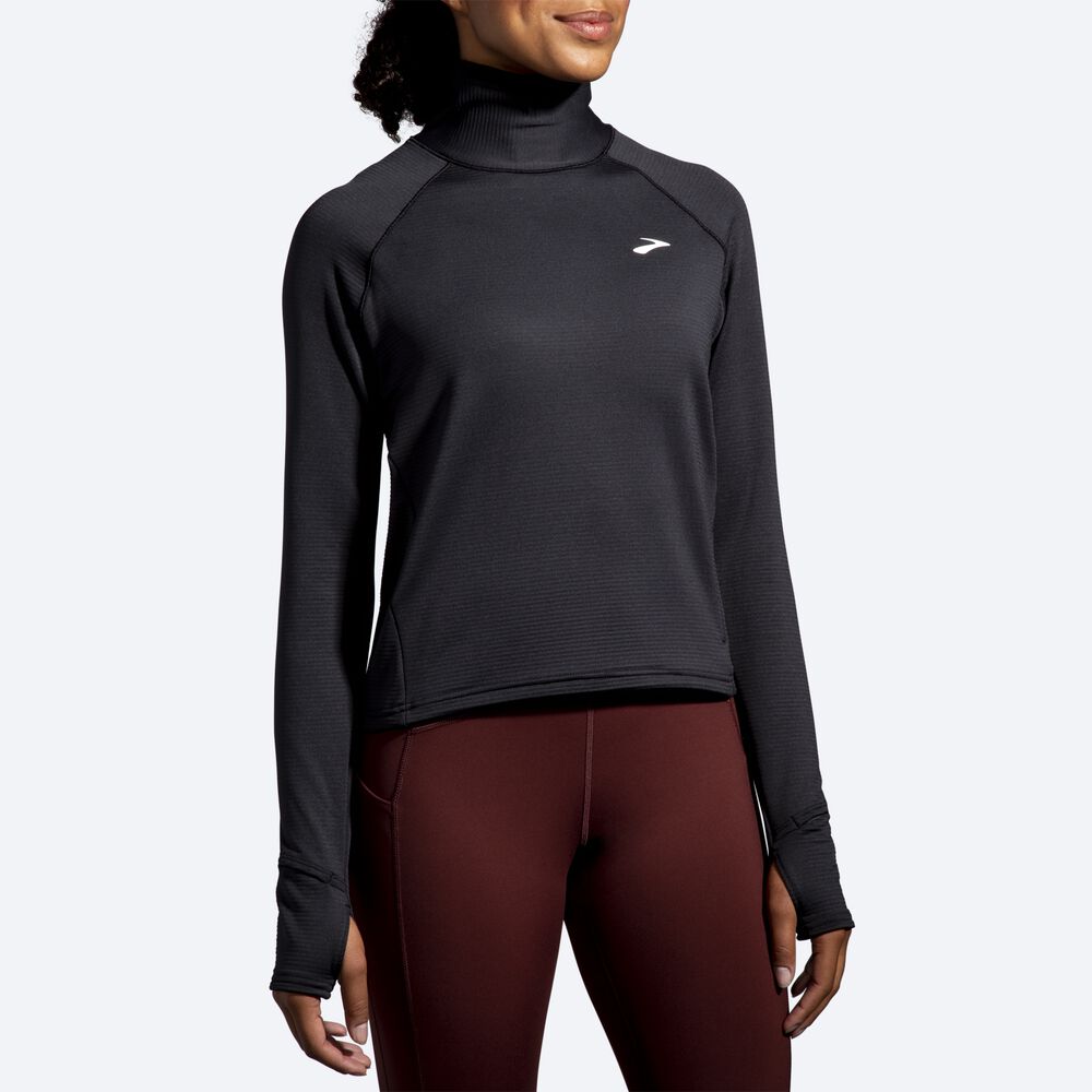 Women's Brooks Notch Thermal Long Sleeve 2.0 T-Shirts Black | USA70954