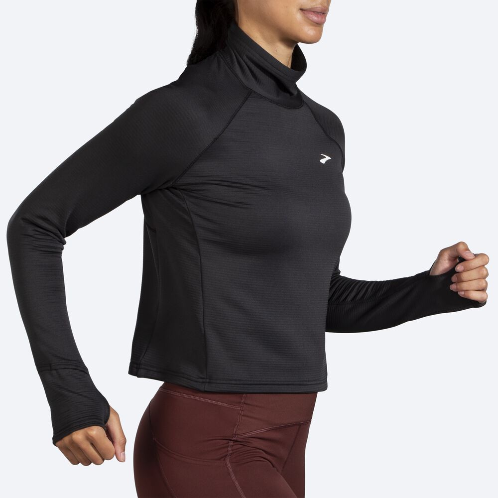 Women's Brooks Notch Thermal Long Sleeve 2.0 T-Shirts Black | USA70954