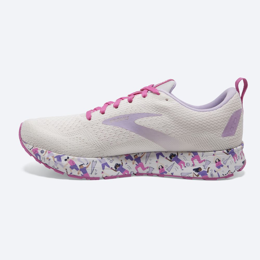 Women's Brooks Revel 4 Road Running Shoes White/Pink | USA23186