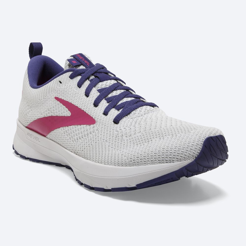 Women's Brooks Revel 5 Road Running Shoes White/Navy/Pink | USA64037