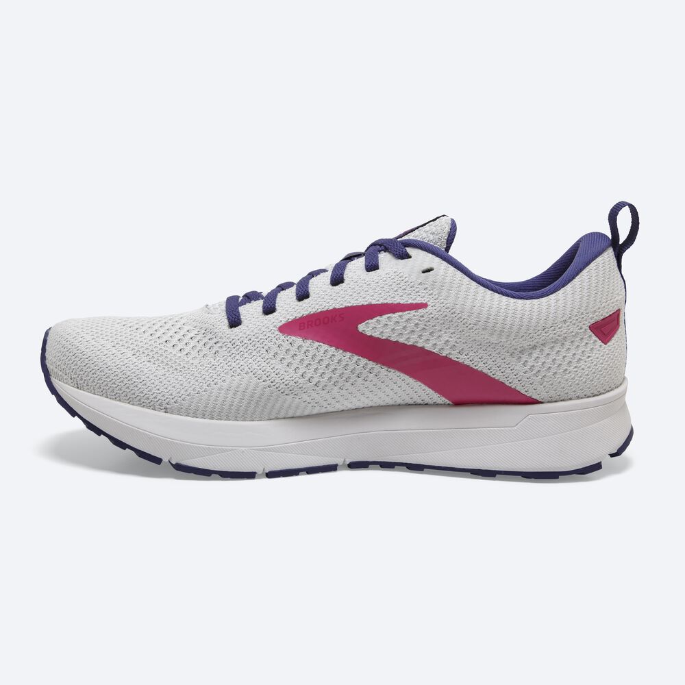 Women's Brooks Revel 5 Road Running Shoes White/Navy/Pink | USA64037