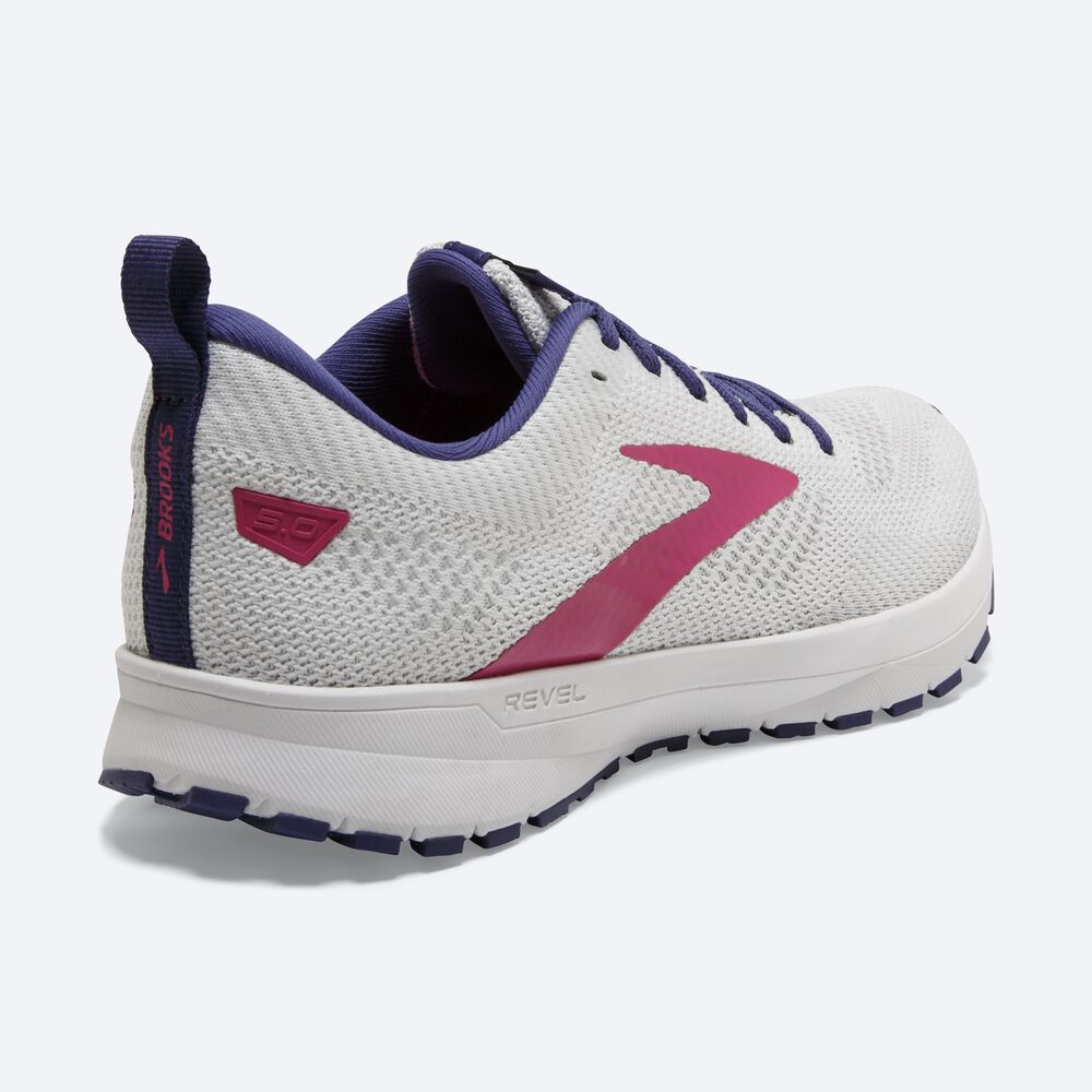 Women's Brooks Revel 5 Road Running Shoes White/Navy/Pink | USA64037