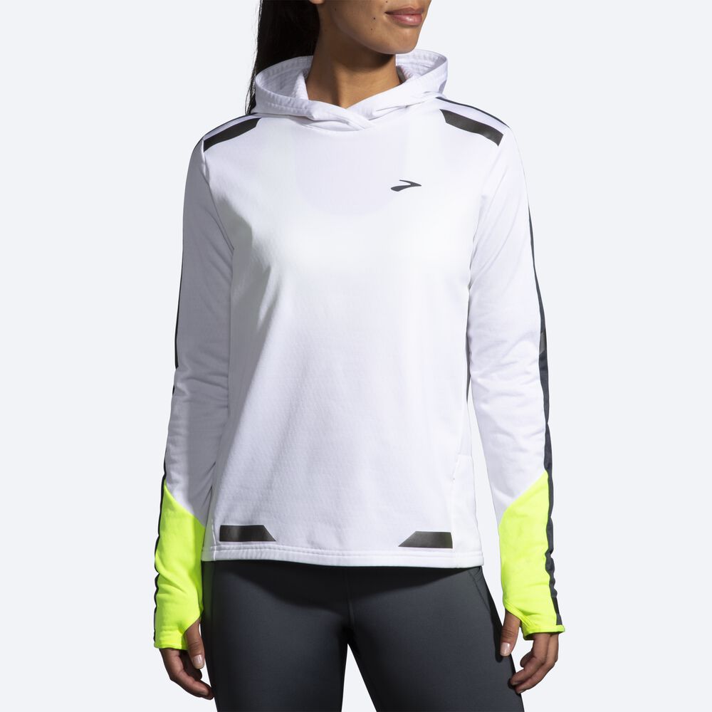 Women's Brooks Run Visible Thermal Hoodies White | USA40685