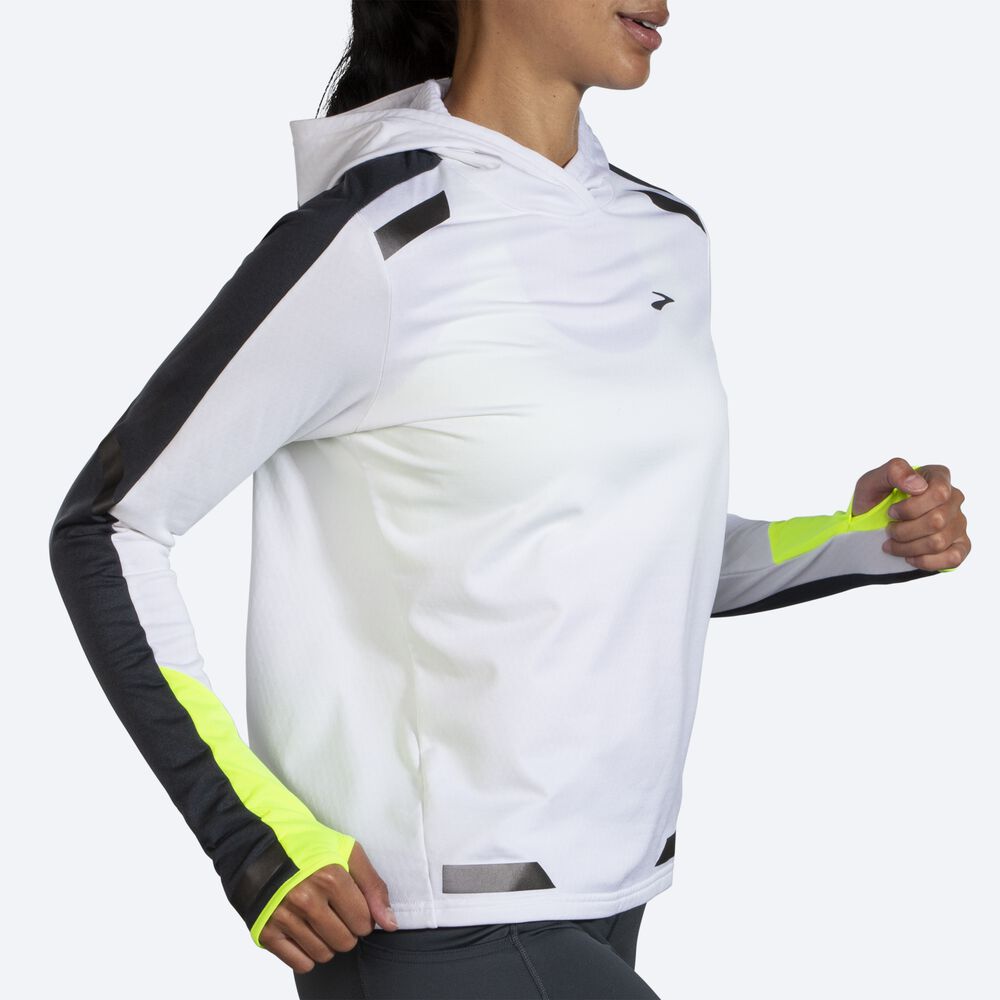 Women's Brooks Run Visible Thermal Hoodies White | USA40685