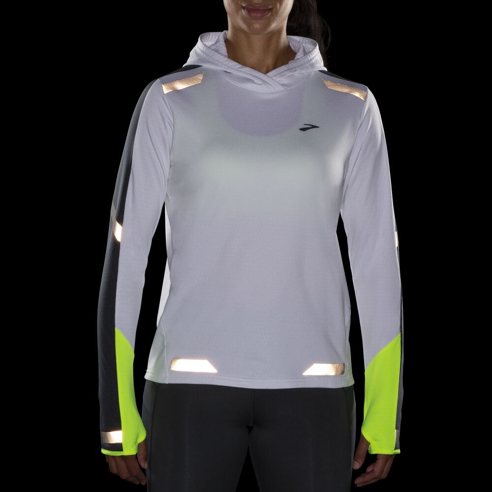 Women's Brooks Run Visible Thermal Hoodies White | USA40685