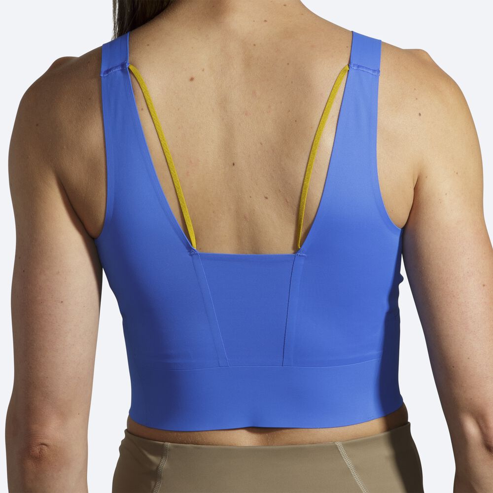 Women's Brooks Run Within Crop Tanks Blue/Gold | USA64217