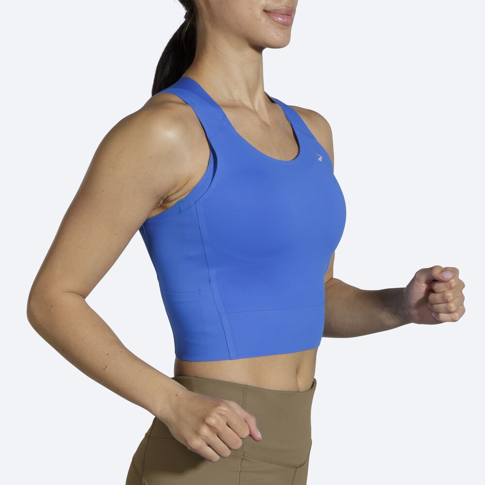 Women's Brooks Run Within Crop Tanks Blue/Gold | USA64217