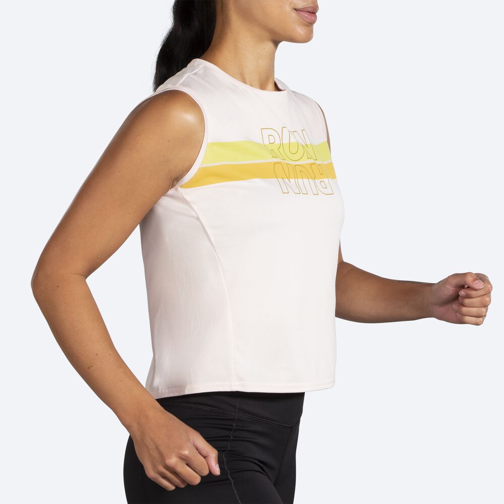 Women's Brooks Run Within Sleeveless T-Shirts Rose Stripes | USA43952