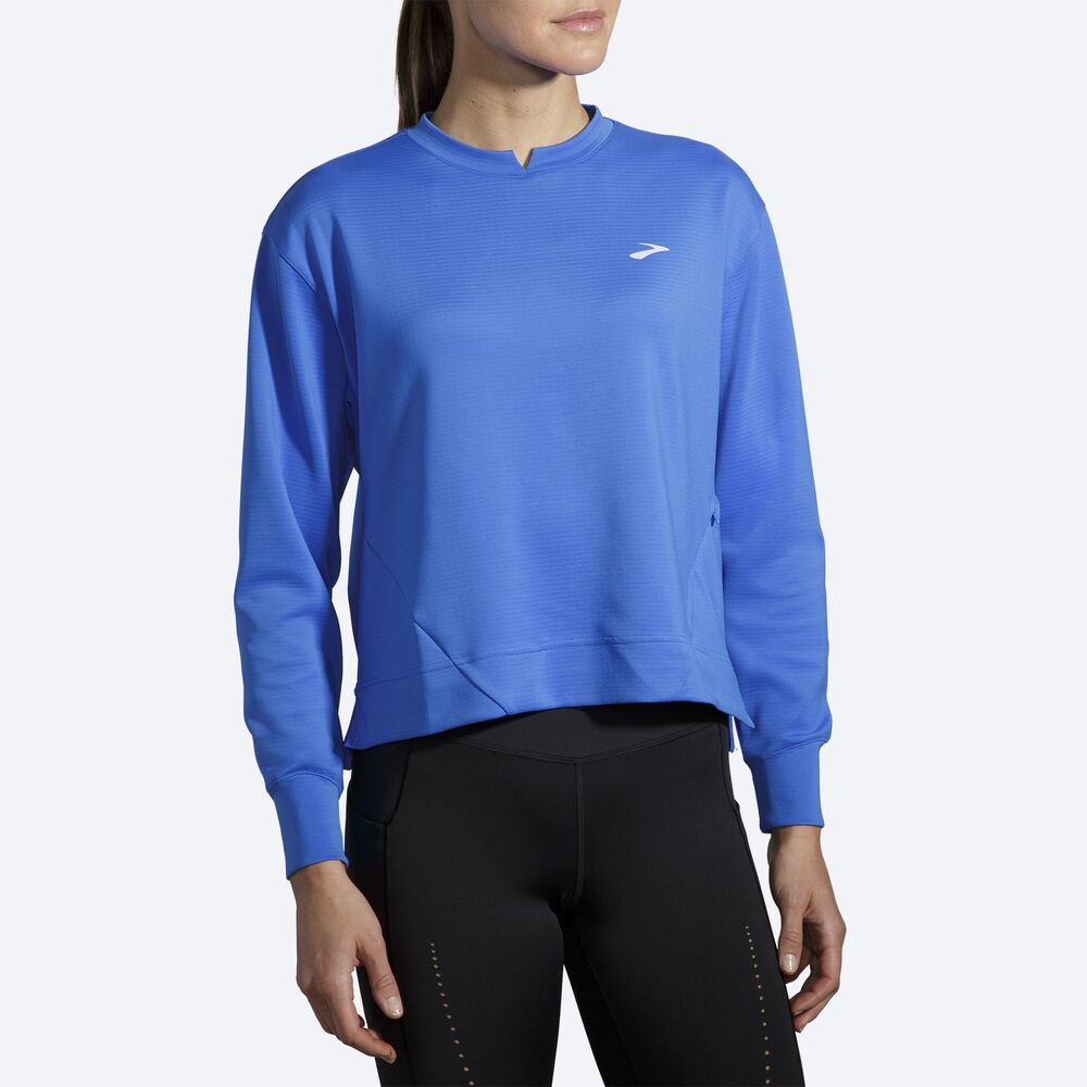 Women's Brooks Run Within Sweatshirts Blue | USA97548