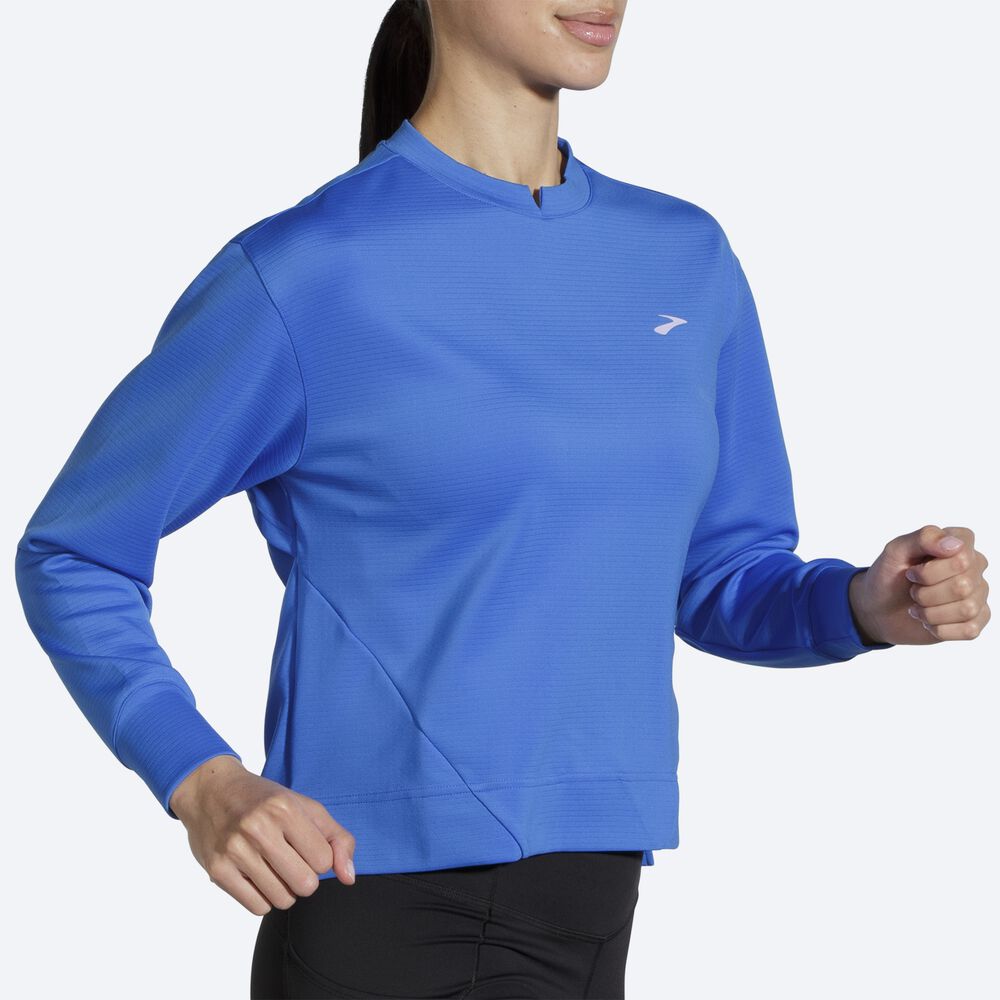 Women's Brooks Run Within Sweatshirts Blue | USA97548