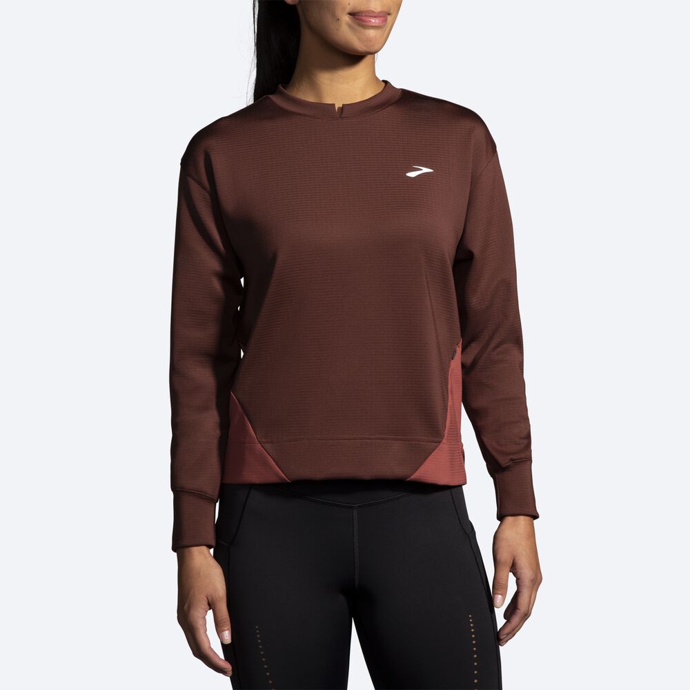 Women's Brooks Run Within Sweatshirts Chocolate/Copper | USA04139