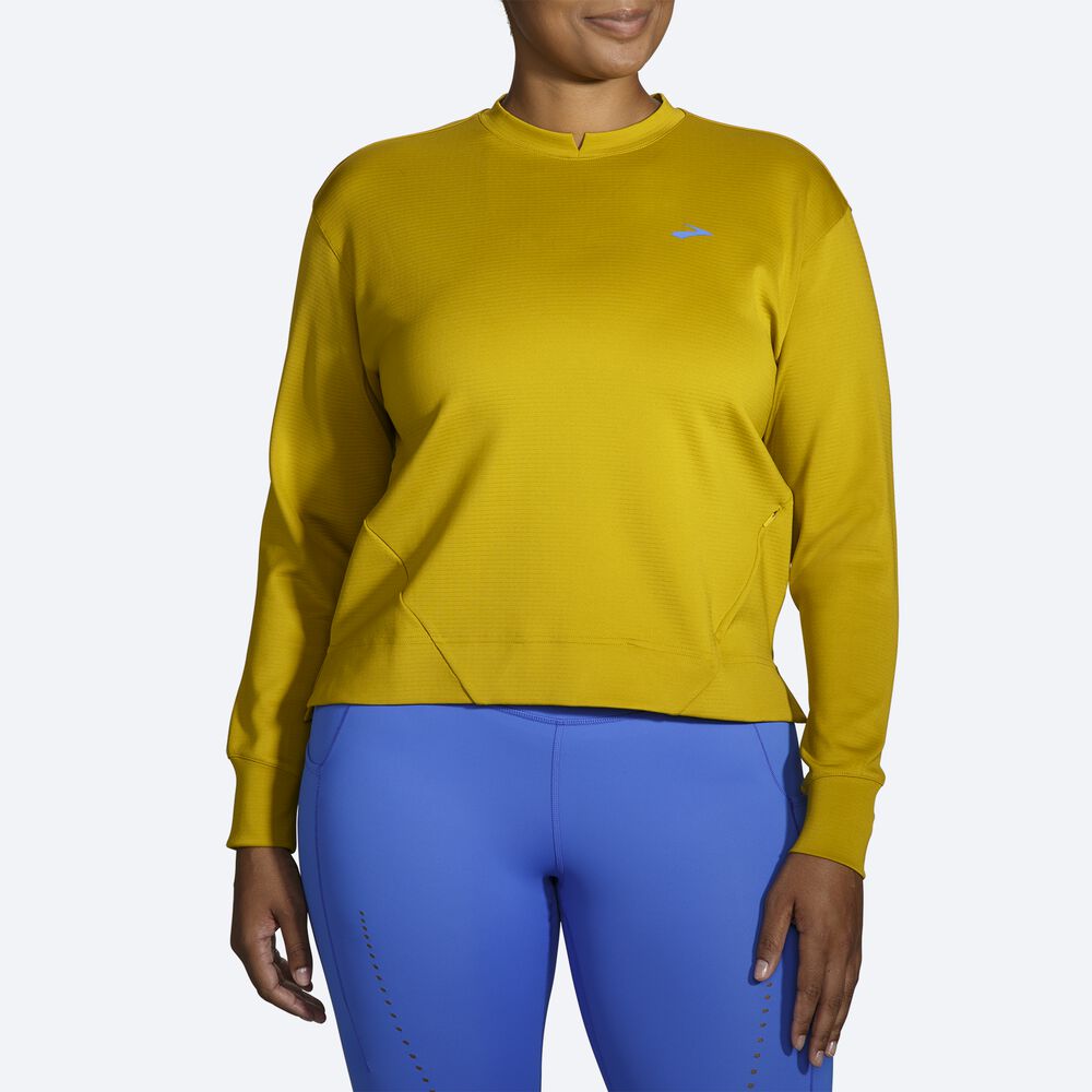 Women's Brooks Run Within Sweatshirts Gold | USA54287